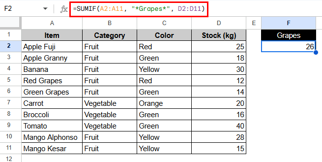 Using SUMIF with Partial Text Match