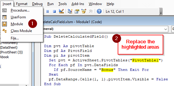 Deleting Calculated Field Using VBA