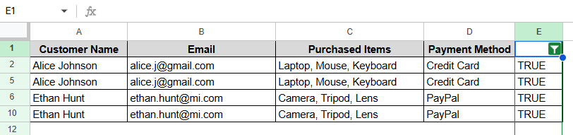 Using Filter and COUNTIF to Identify Duplicates