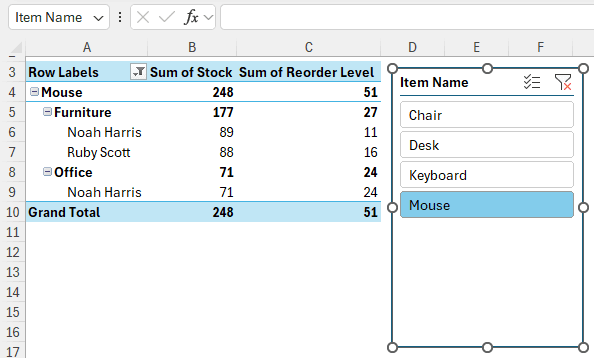 Using Slicers in Excel