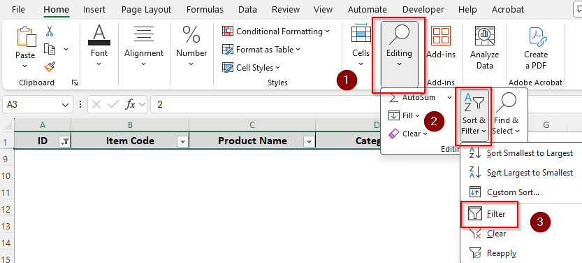 Apply a Filter to Eliminate Empty Rows