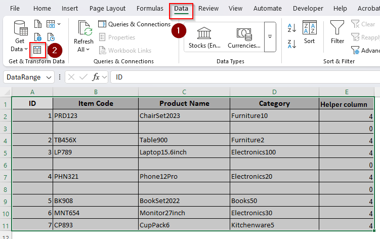 Using the Power Query Tool