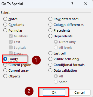 Deleting Empty Rows with the Find & Select Tool