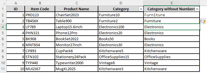 Enter an Array Formula to Extract Text