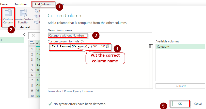 Remove Digits Using the Power Query Feature
