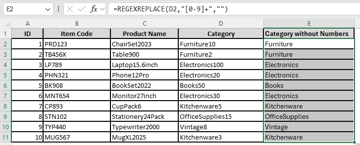 REGEXREPLACE Function for Excel 365