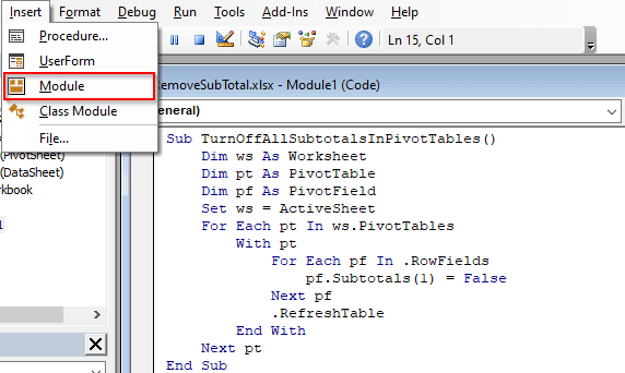 Removing All Subtotals in a Pivot Table Using VBA