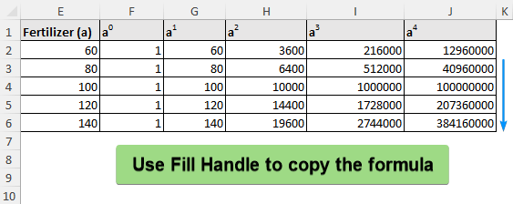 Using Fill Handle tool