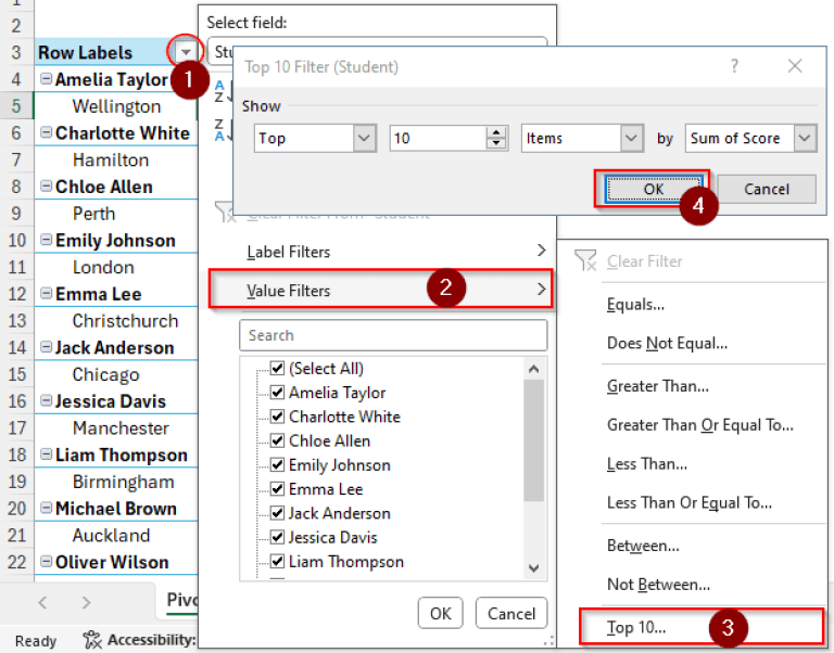 How to Show Top 10 in Pivot Table (with Filter & VBA) - Excel Insider