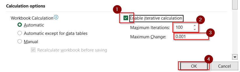 How to Enable Iterative Calculation in Excel?