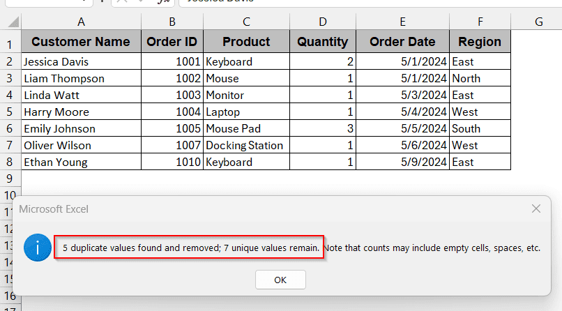 Using Excel’s Built-In Remove Duplicates Tool