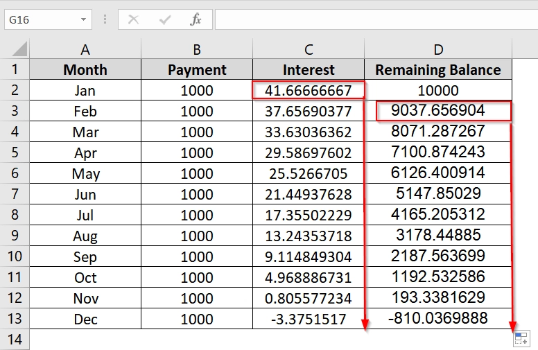 How to Implement Iterative Calculation in Excel Dataset
