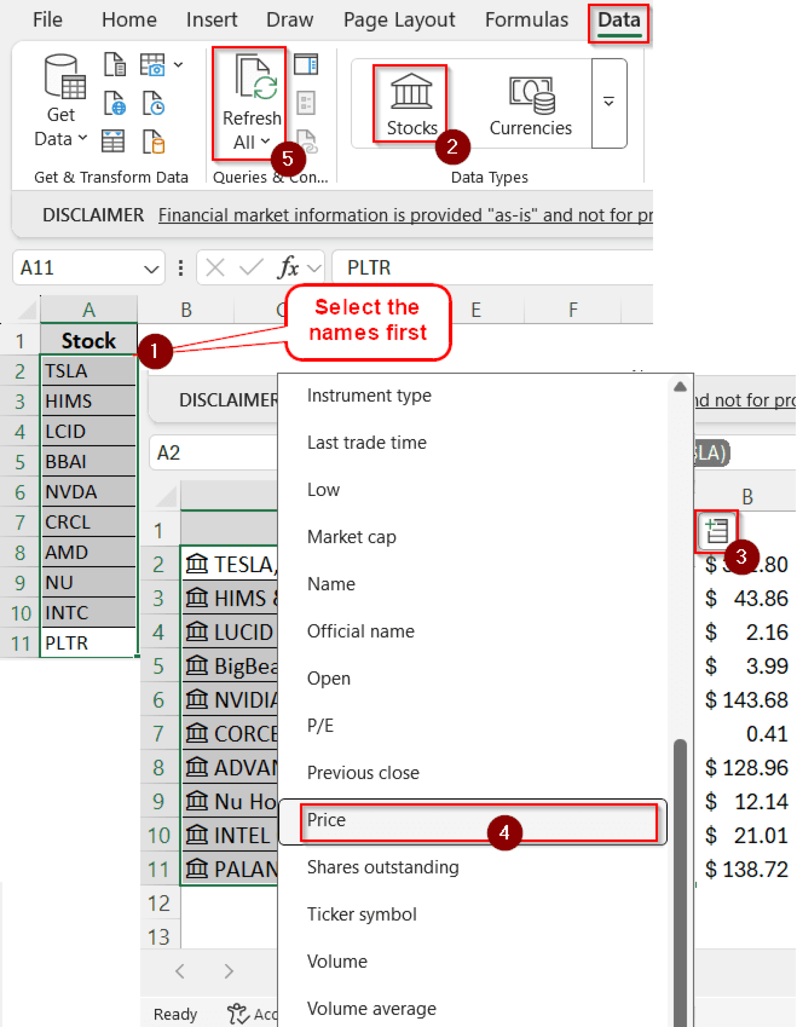 How to Get Live Stock Prices in Excel (4 Suitable Methods) - Excel Insider