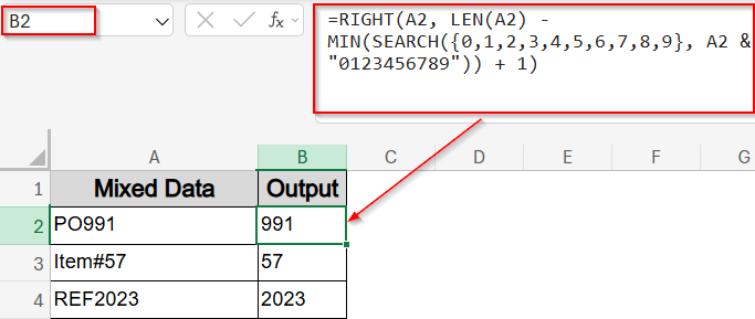 Extract Trailing Numbers (From End of Cell)