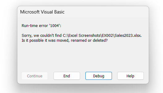Utilize On Error GoTo 0 After Ignoring a File Not Found Error in Excel VBA