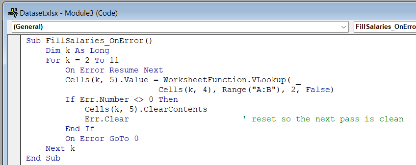 Handle Loop Errors with On Error Resume Next Inside a VLOOKUP Loop