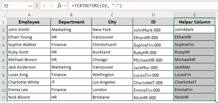 Strip Text Before Character with the TEXTBEFORE Function
