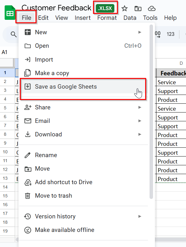 Directly Opening an Excel File into Google Sheets