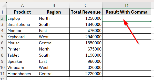Use the TEXT Function to Convert Numbers with Commas
