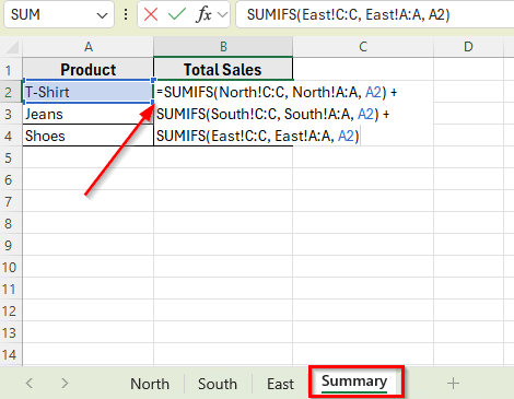 Apply SUMIFS Across Multiple Sheets Using the Plus (+) Operator for AND Logic