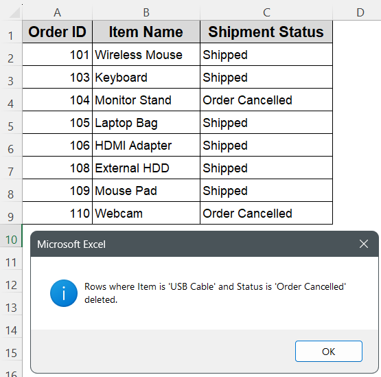 Identify Rows Based on Multiple Criteria and Delete Them in VBA