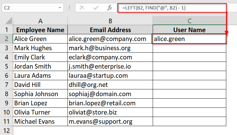 Combining LEFT and FIND Functions to Remove Everything after a Character