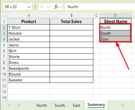 Combine SUMPRODUCT, SUMIF, and INDIRECT Function to Sum Across Sheets