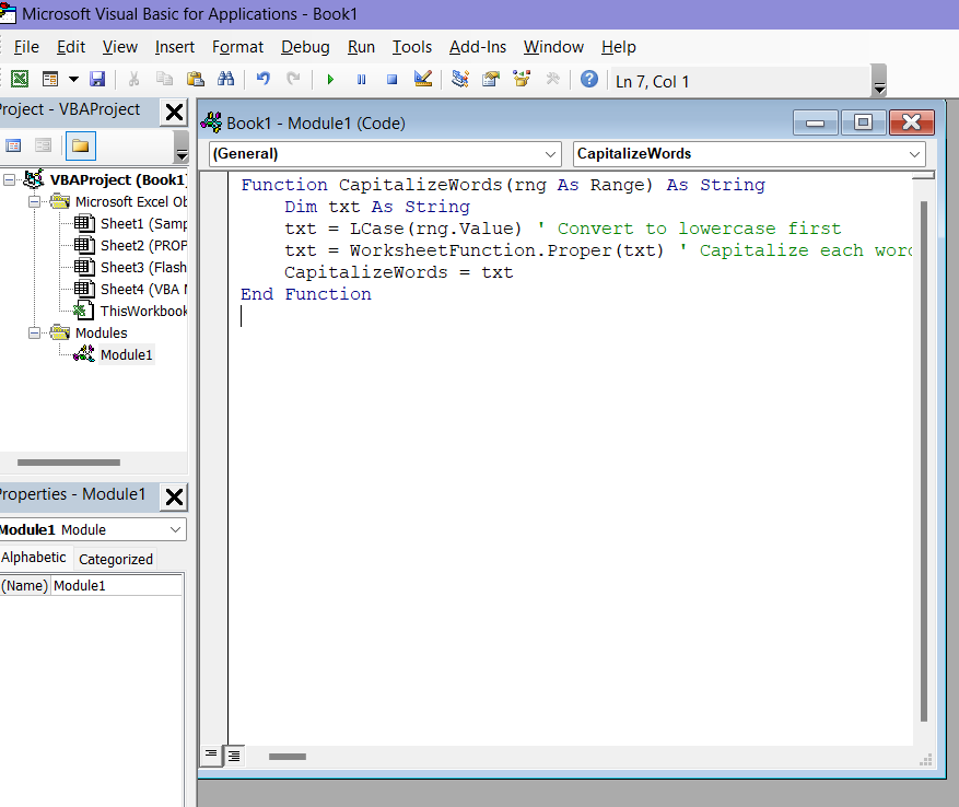 Use Custom VBA Macro to Capitalize First Letter of Each Word