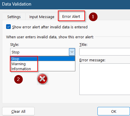 Customize Error Alert Type