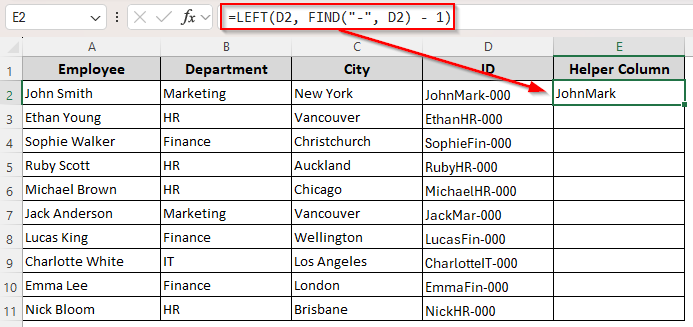 Text Extraction with the LEFT and FIND Functions