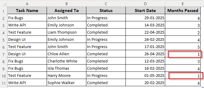 Rounding Up Month Differences with MONTH and YEAR Functions