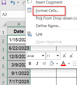 Apply Custom Cell Formatting to Display Month and Day