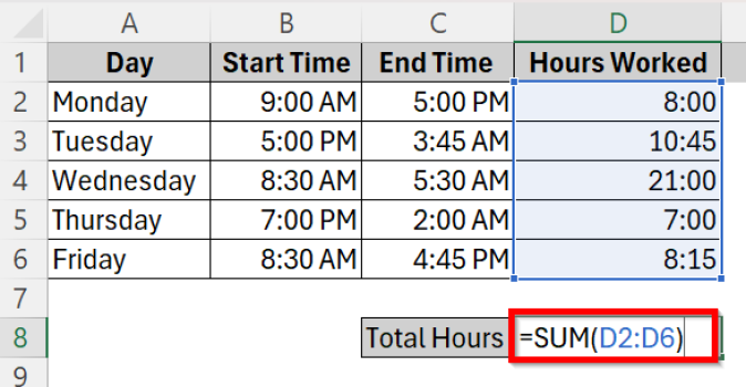 How to Calculate Total Hours in Excel (3 Suitable Ways) - Excel Insider