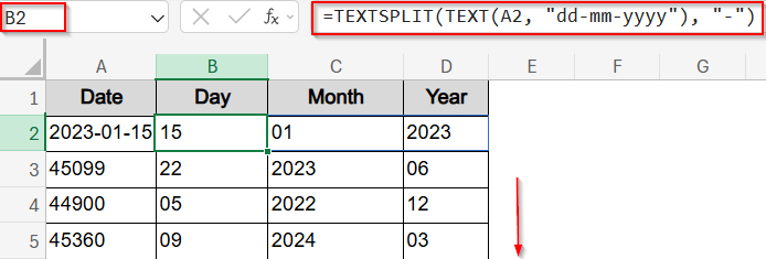 Format Date Parts as Text Using the TEXT Function