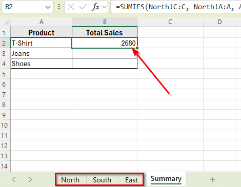 Apply SUMIFS Across Multiple Sheets Using the Plus (+) Operator for AND Logic