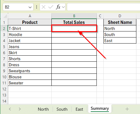Combine SUMPRODUCT, SUMIF, and INDIRECT Function to Sum Across Sheets