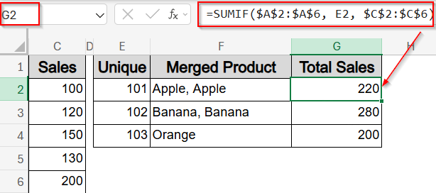 Merge Text Values with TEXTJOIN and IF Function