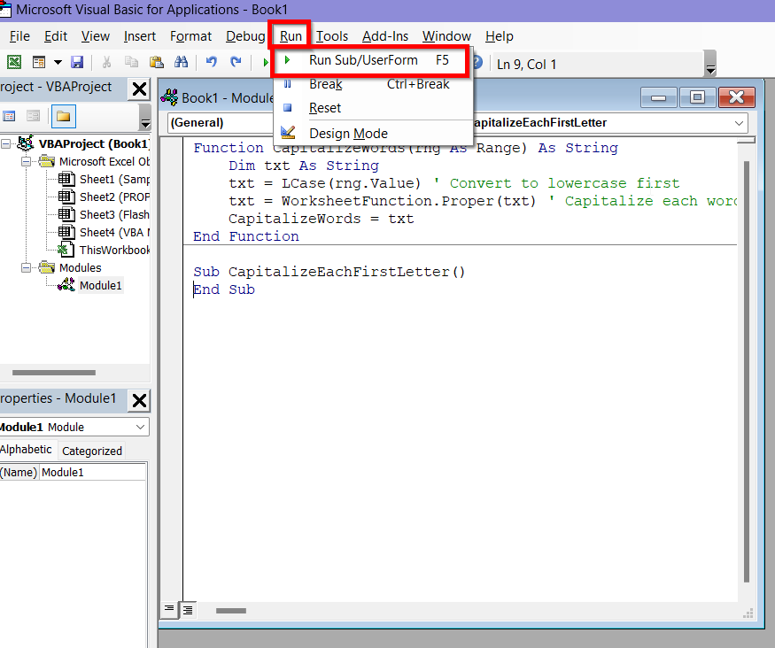 Use Custom VBA Macro to Capitalize First Letter of Each Word