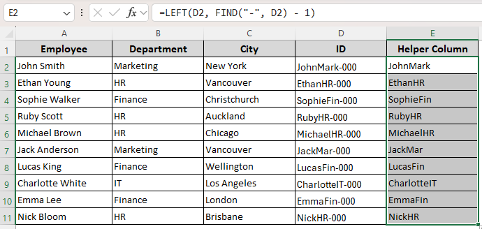 Text Extraction with the LEFT and FIND Functions