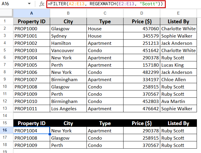 Filtering with Partial Text (Case-Insensitive)