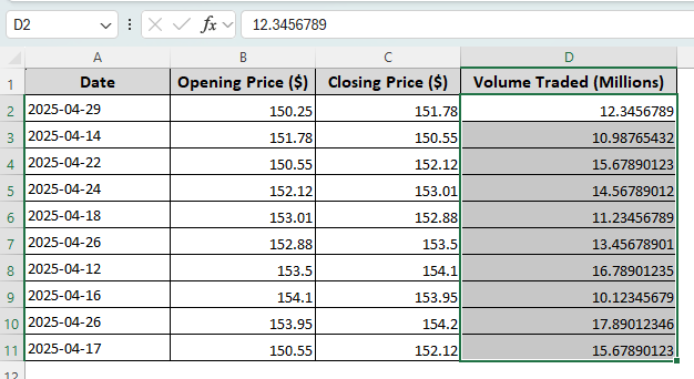 Format Cells and Specify Decimal Places