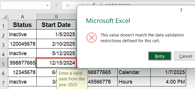 Apply Date Validations Within a Specific Range