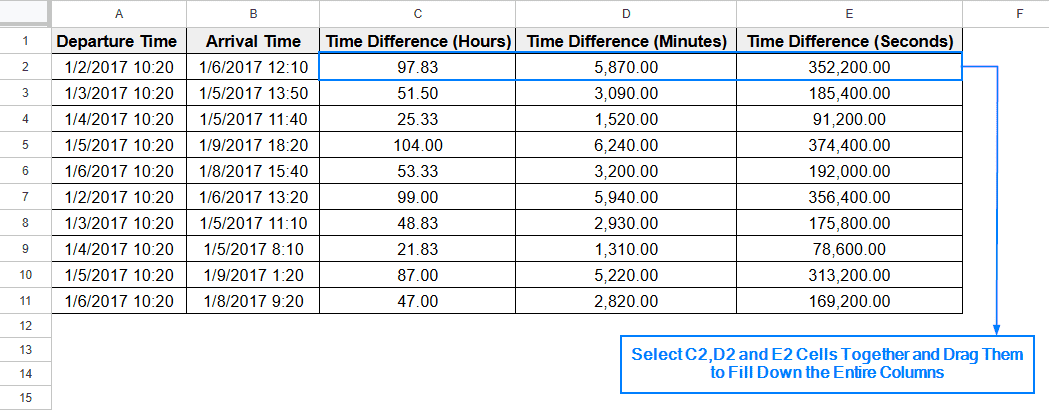 Calculate Duration Between Two Times Separately in Hours, Minutes and Seconds