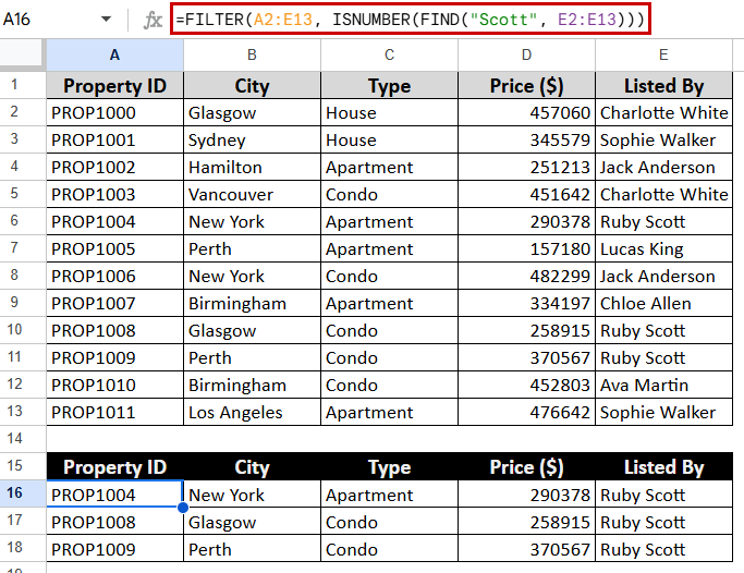 Filtering with Partial Text (Case-Sensitive)