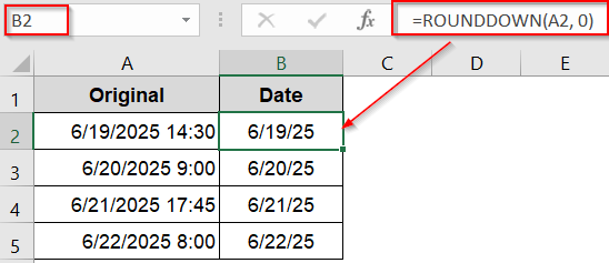 Extract Only the Date from a Date-Time Values