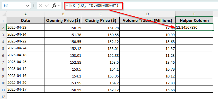 Apply the TEXT Function to Specify Decimal Places