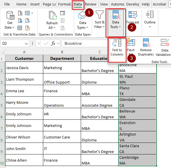 Using Text to Columns Wizard to Separate Texts Based on Carriage Return