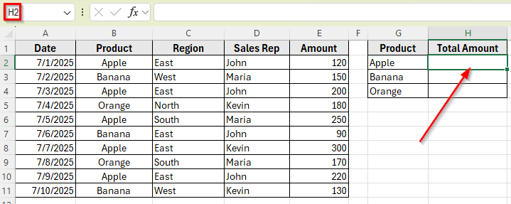 Apply SUMIFS with the DATE Function to Set Up Criteria Inside the Formula