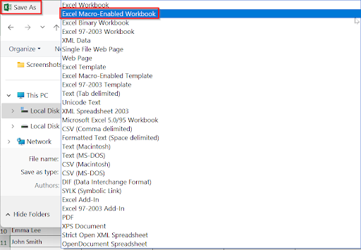 Save Macro As Macro-Enabled Workbook (.xlsm)