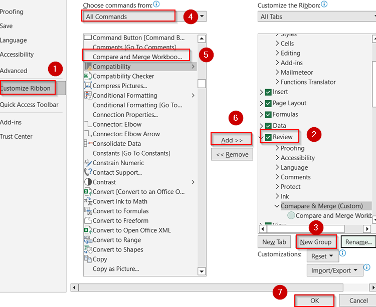 Compare and Merge Workbooks Feature in Excel